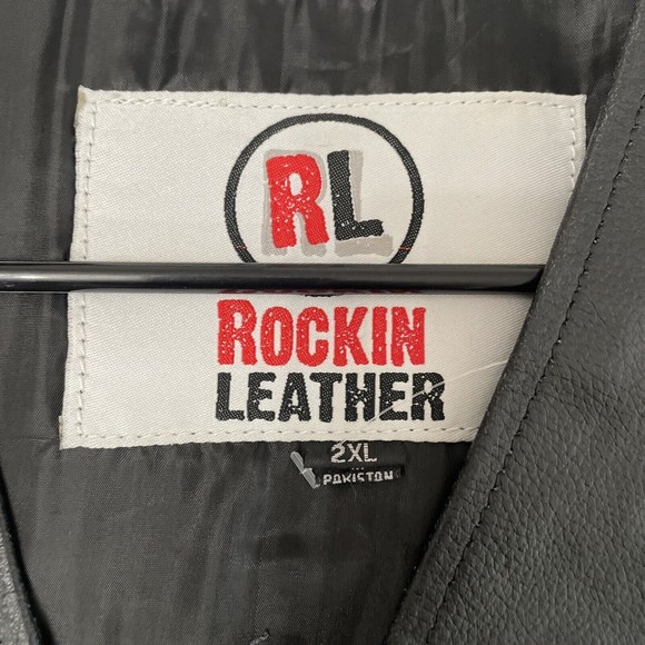 Motorcycle BIKERS LEATHER VEST Womens 2XL black - Picture 4 of 4